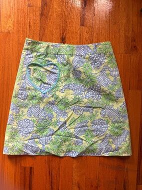 Lilly Pulitzer Women Size 2 Pencil Skirt Floral Heart Pocket Spring Knee